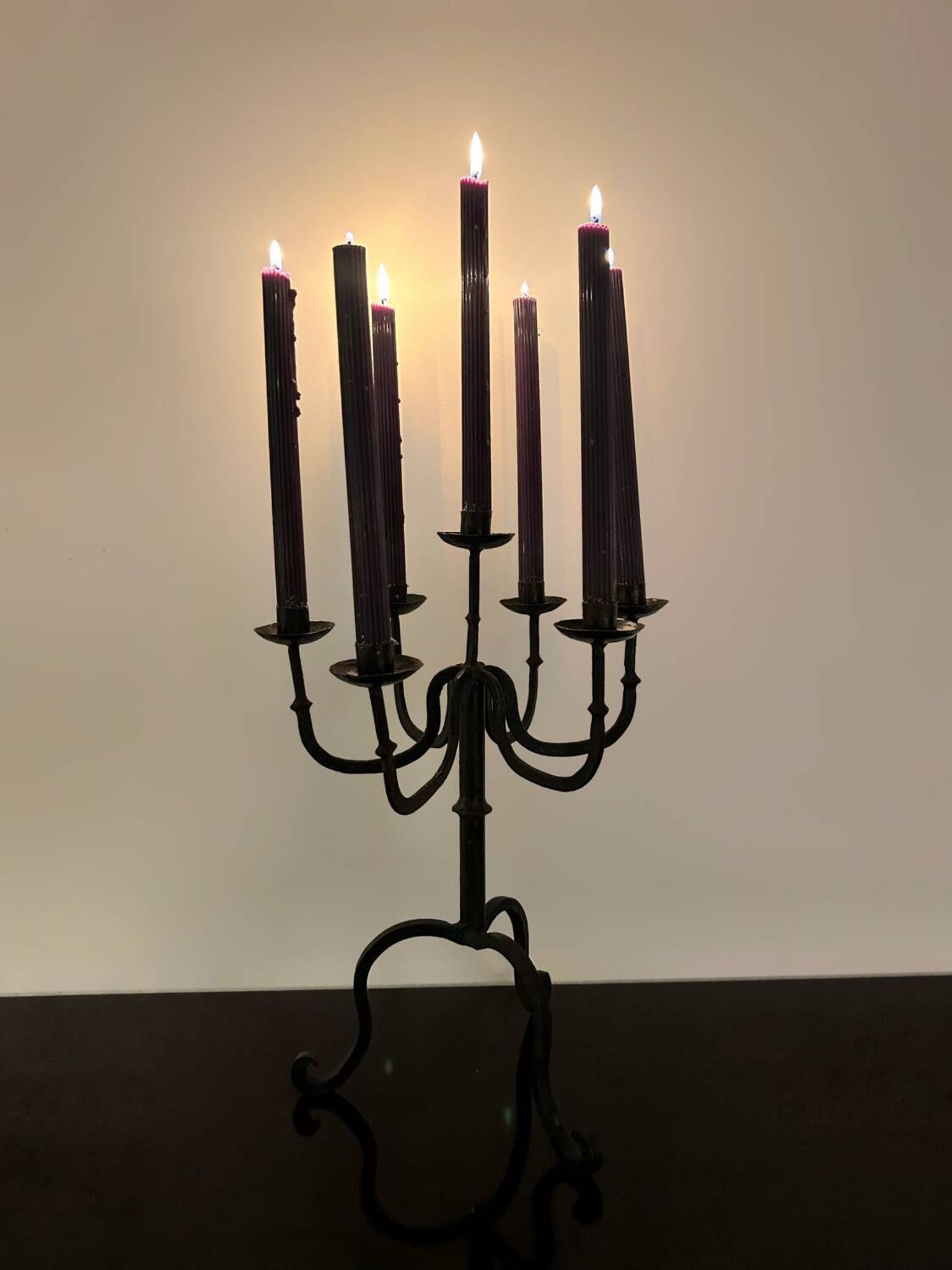 Brutalist wrought iron candlestick from the 60s