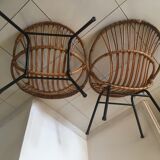 Pair of rattan basket chairs