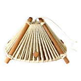 Scandinavian pendant light in wood and wool made in the GDR 60s-70s
