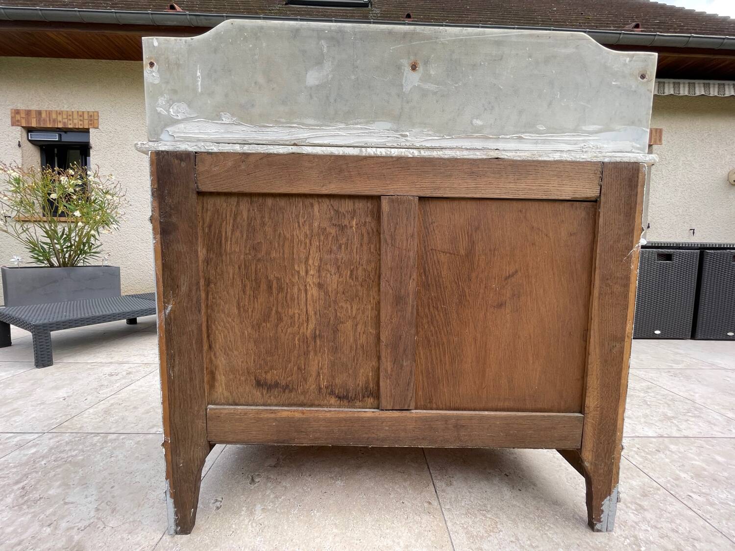 Antique bathroom cabinet with marble