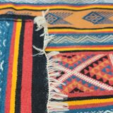 Multicolored Berber kilim rugs woven hands in natural wool