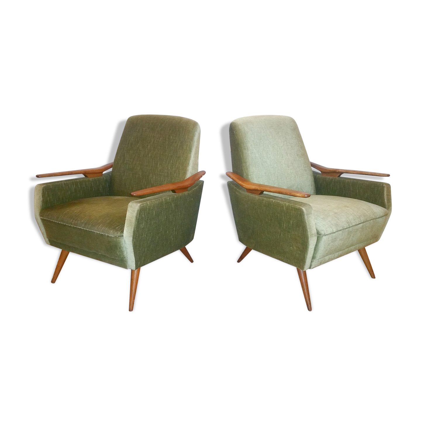 Lot of 2 armrests 50s/60s teak club chairs