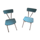 Paire de chaises en formica bleu pastel vintage