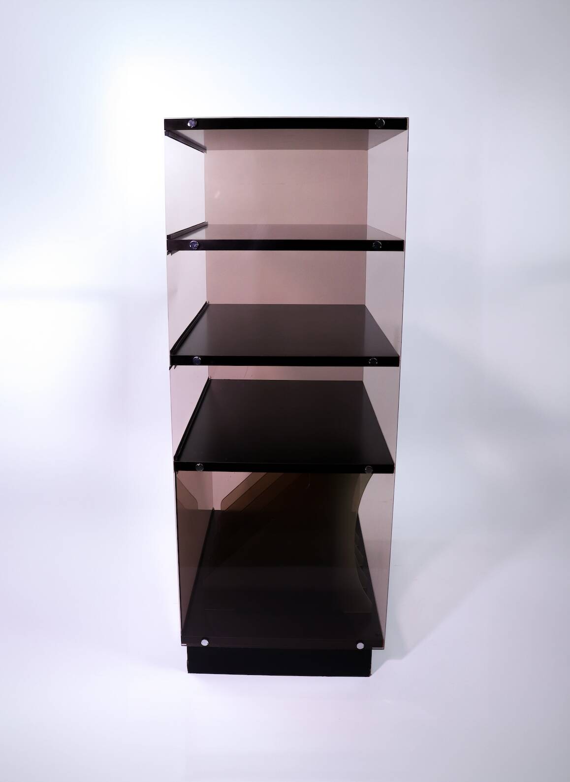Meuble Hifi, range vinyles en plexiglas fumé par Eric Maville, années 70