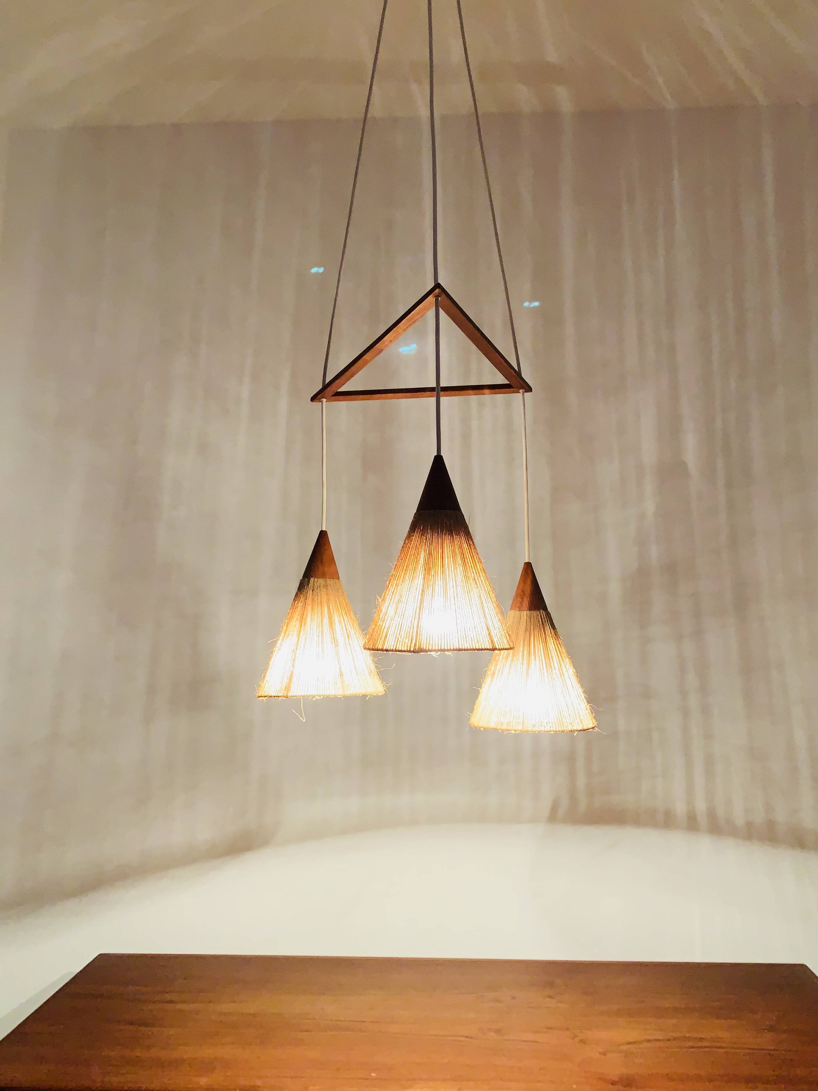 Teakwood and Sisal Cascading Lamp by Temde