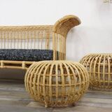Large Rattan Ottoman attributed to Franco Albini, 1950s