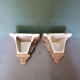 Early 20th Century French Plaster Wall Consoles In A Church Architectural Style