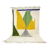 Off-white Moroccan rug with colorful patterns, 250cm x 150cm