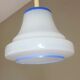 Bell hanging lamp in white and blue opaline 60s