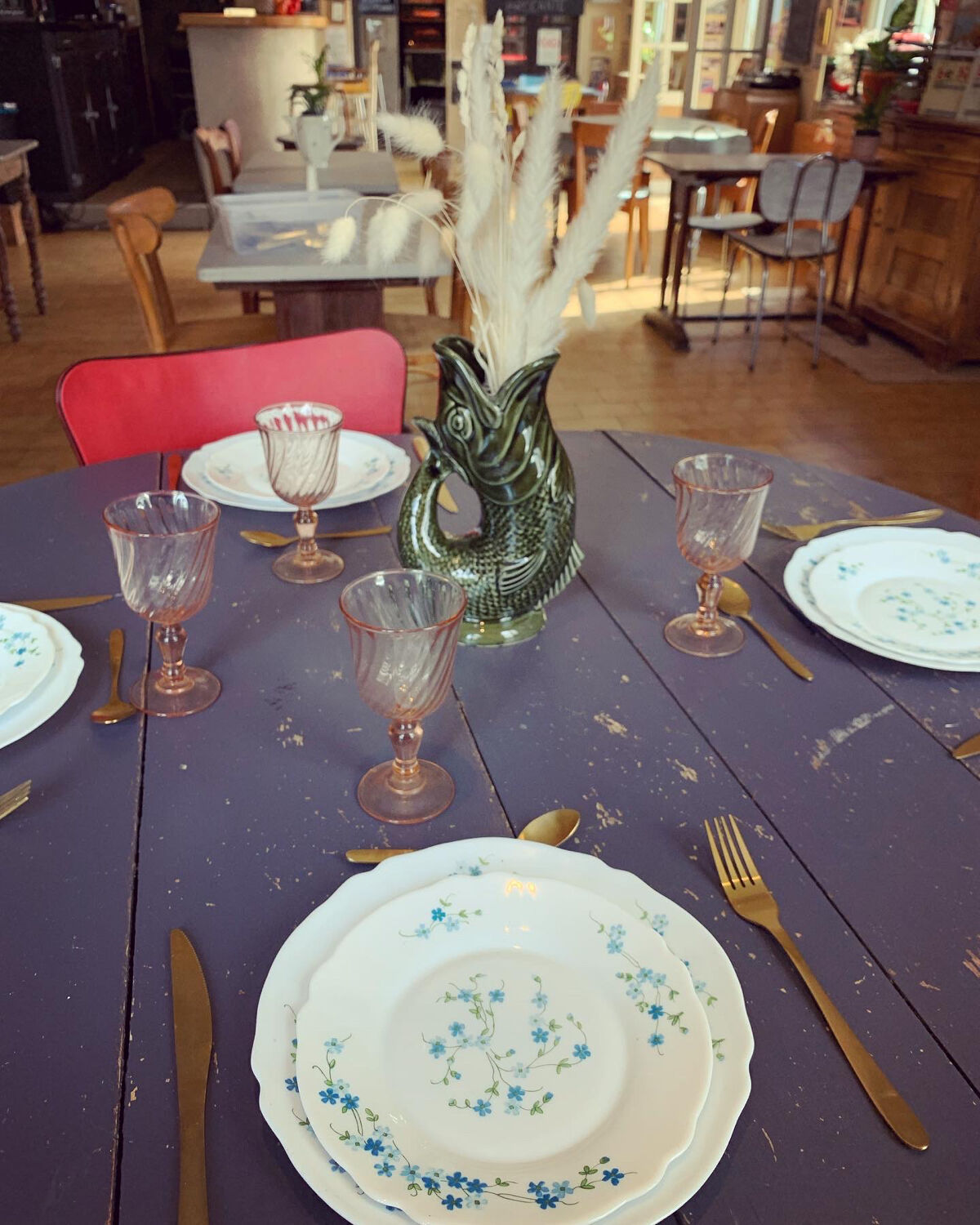 Set of Arcopal floral plates