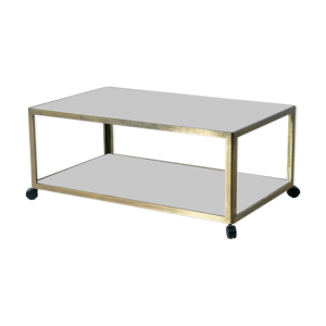 table basse en laiton, - verre
