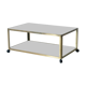 Table basse en laiton, verre et miroir 1970