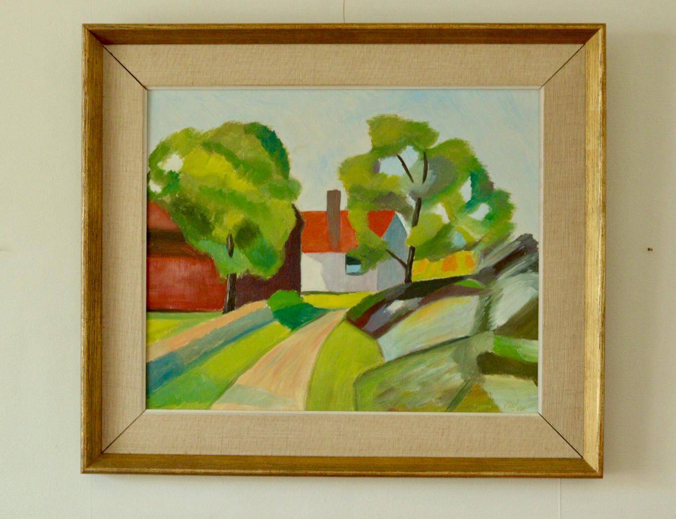 Framed oil on panel "Kopia" by TW, Sweden mid 20th century.
