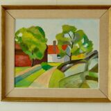 Framed oil on panel "Kopia" by TW, Sweden mid 20th century.