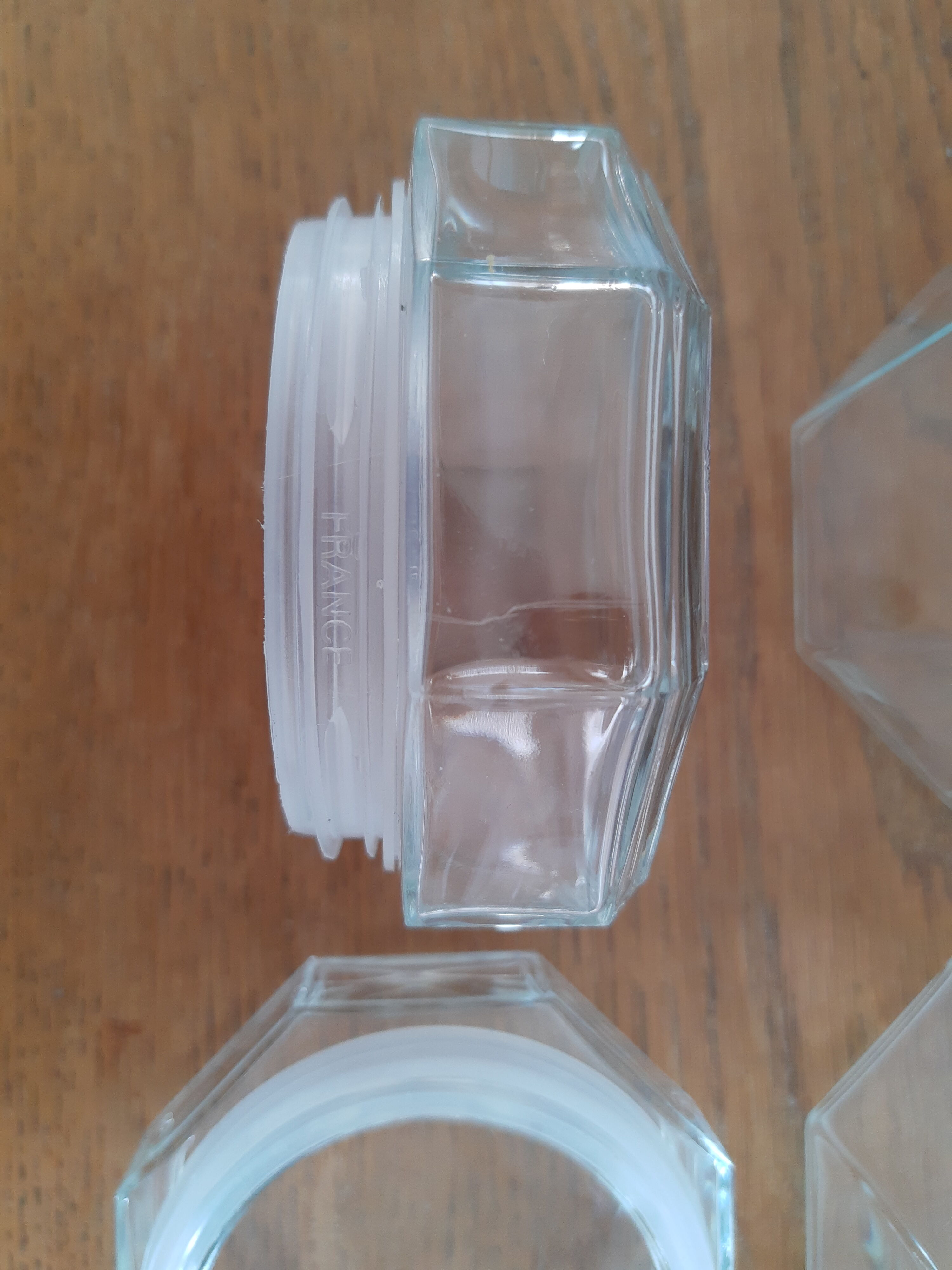 Pair of vintage Luminarc glass jars