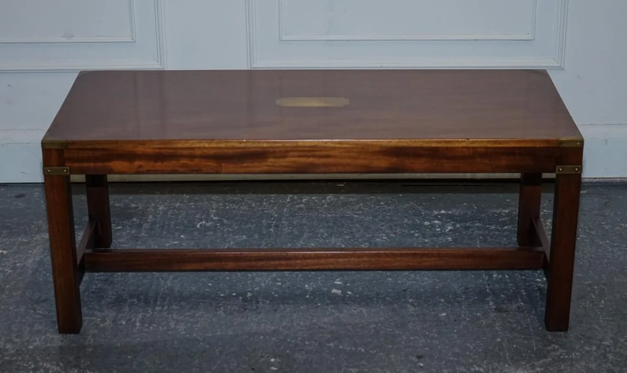 Vintage Reh Kennedy Military Campaign Coffee Table with Brass Fittings from Harrods