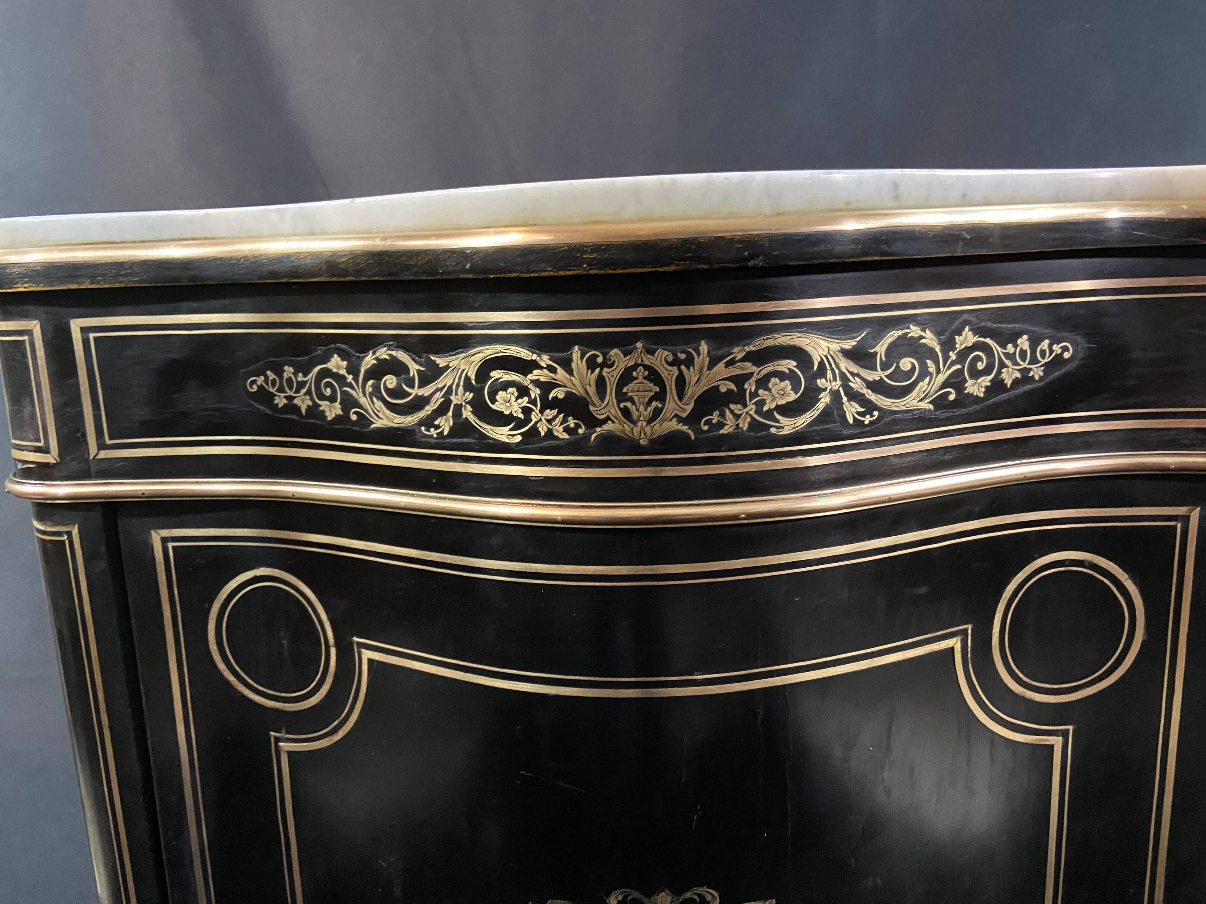 Boulle Napoleon III violin-shaped sideboard at waist height