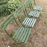 Antique folding garden chairs with wooden slats