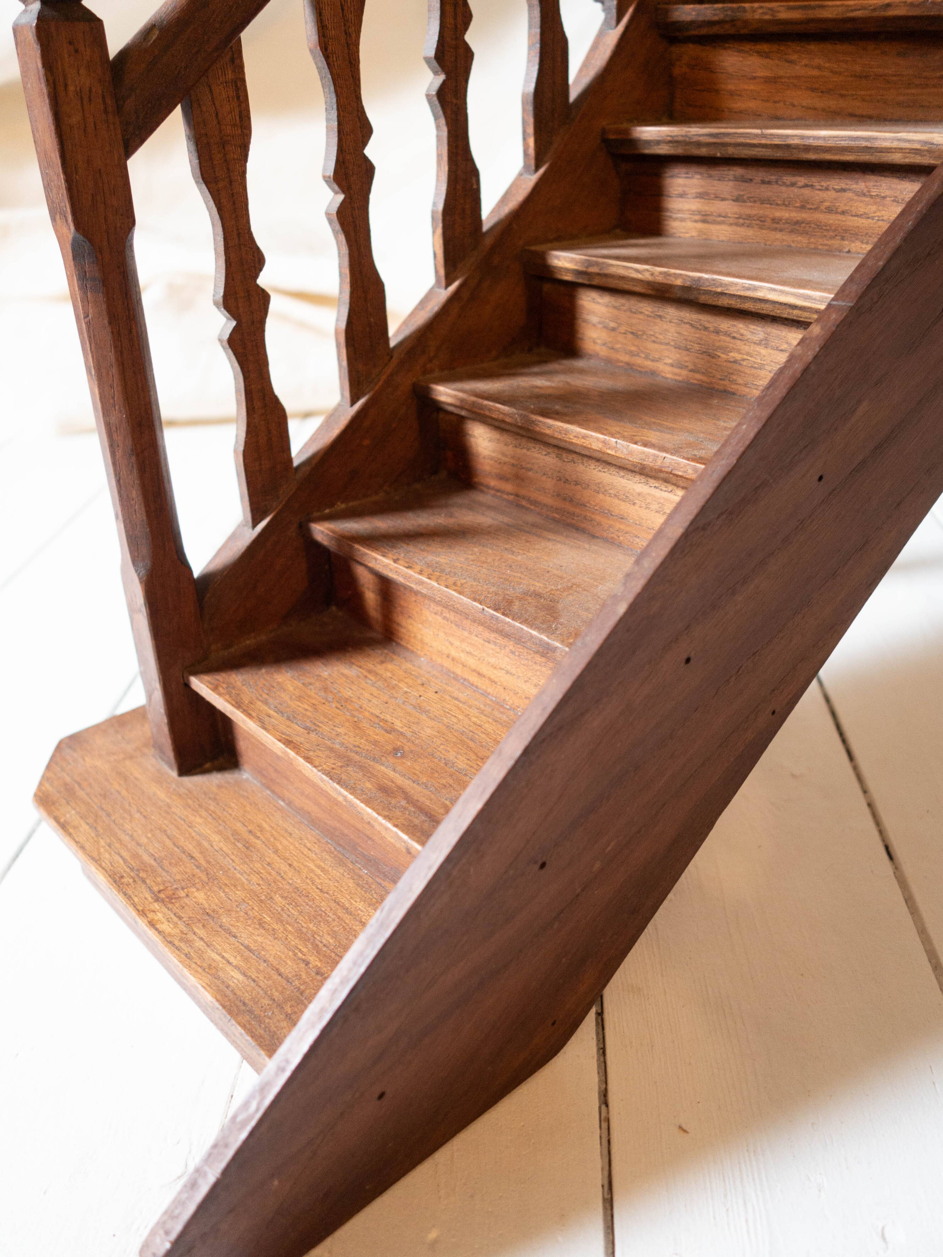Model of an old wooden staircase, craftsmanship work.