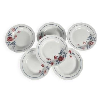 Set of 6 semi-deep plates Abeille d'or, St Amand, 20th century