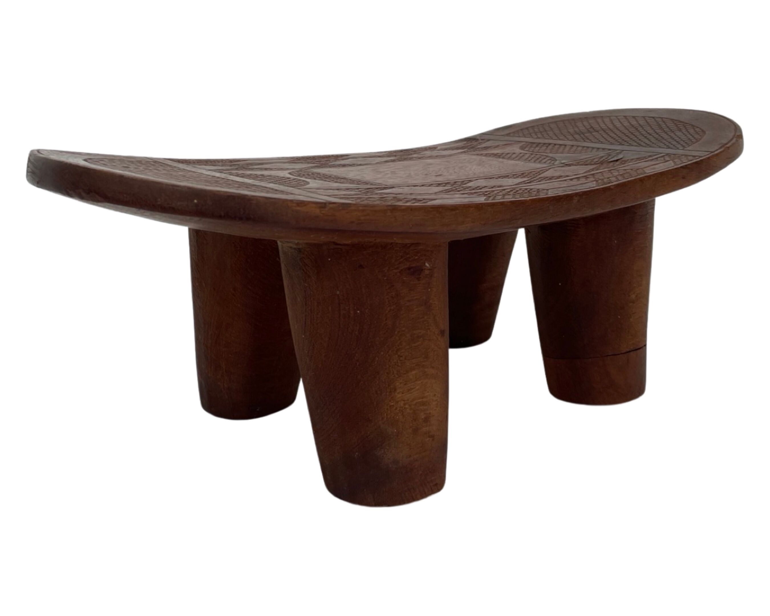 Vintage African hand-carved wooden Senufo stool bench design