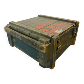 Vintage green wooden industrial box / chest / military crate
