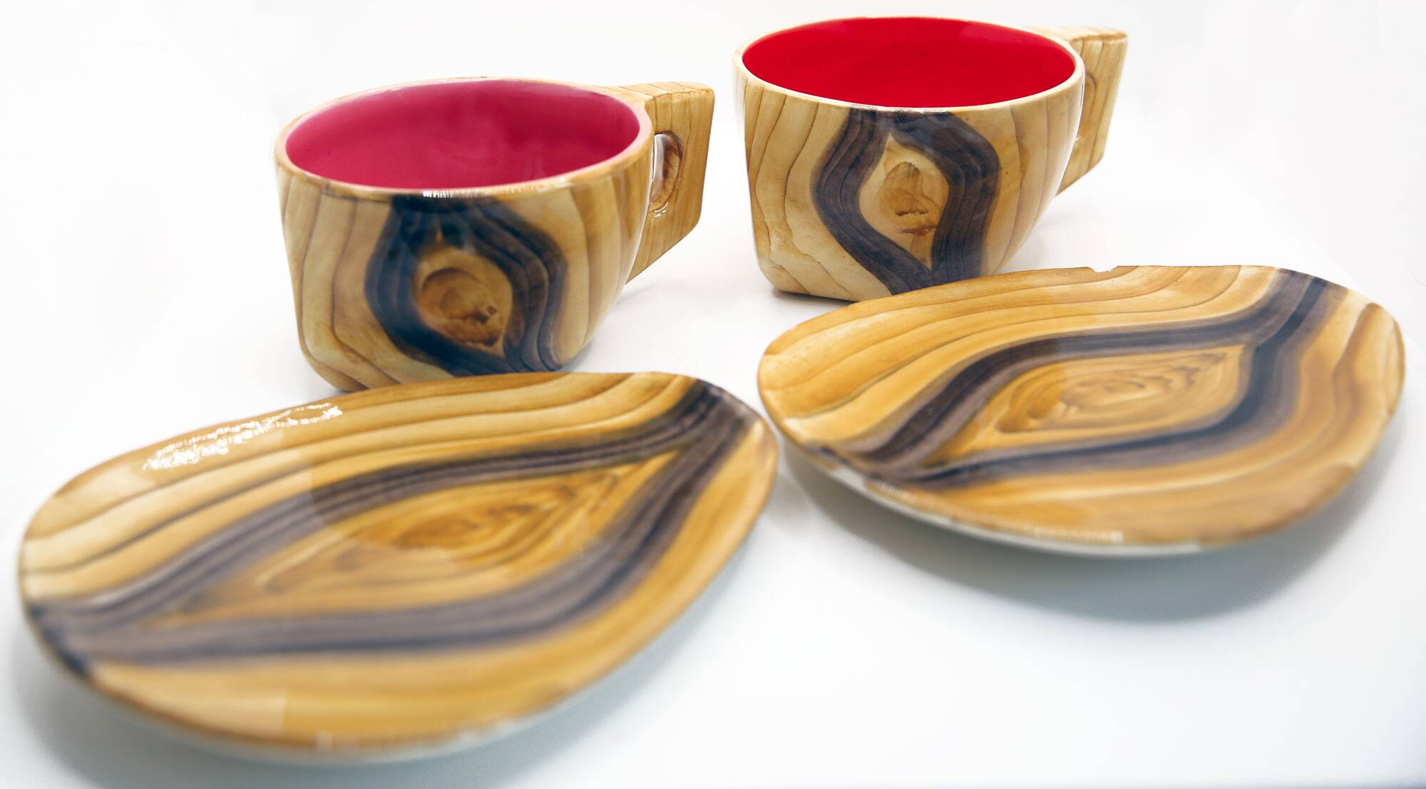 Lot de 2 tasses XL imitation bois Grandjean Jourdan Vallauris