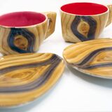 Set of 2 XL imitation wood cups Grandjean Jourdan Vallauris