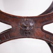 19th Century Antique Oak Florentine Savonarola Dante Luther Throne X Frame Chair