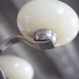 Art Deco suspension, 4-light chandelier with opaline globe, ceiling lamp.