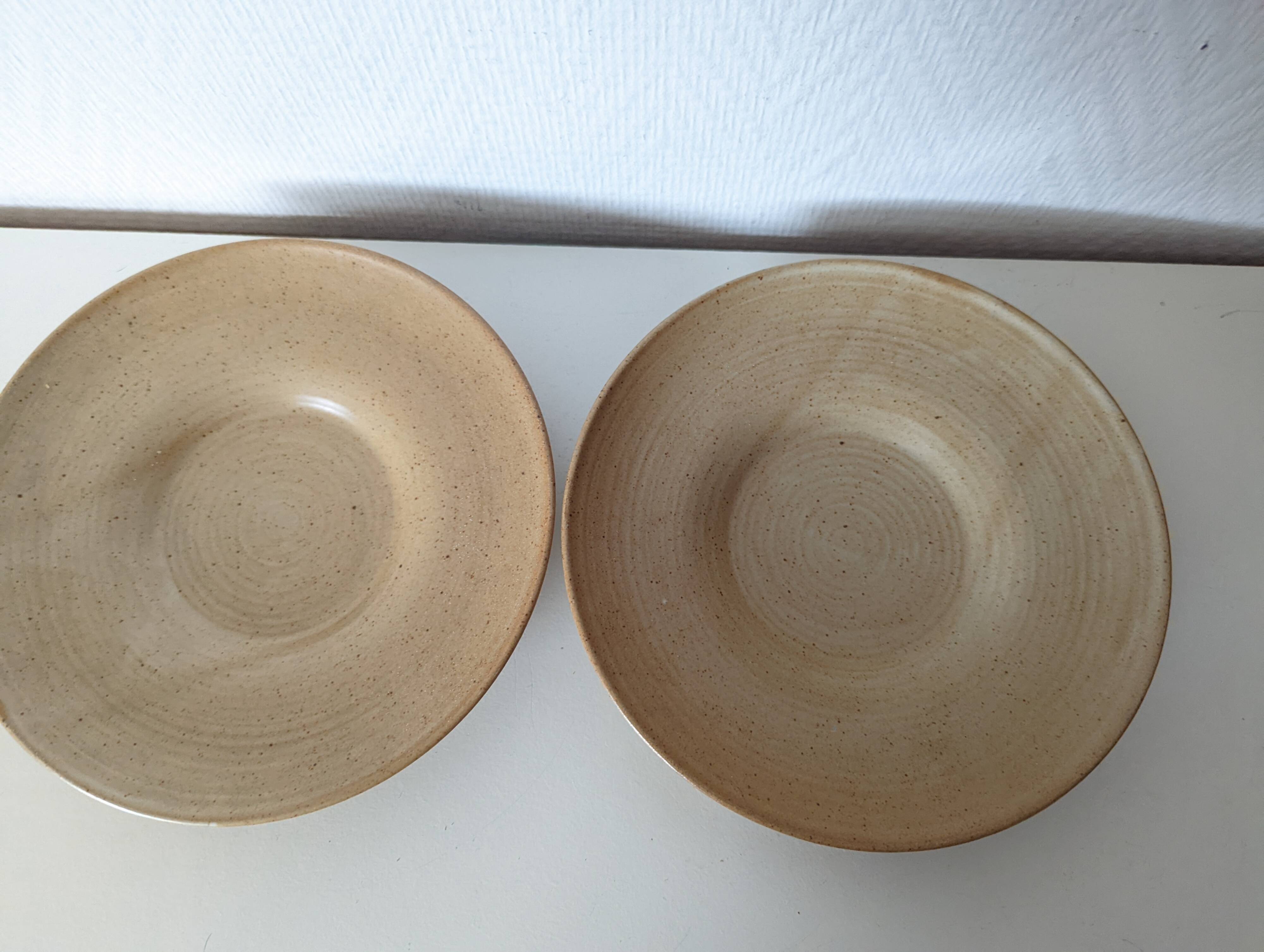 pair of village stoneware dessert plates