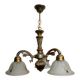 Lustre 3 feux tulipes : métal, résine , verre moulé teinté - Style néo-classique - 80's