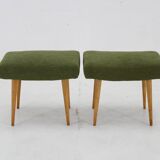 1960s Pair of Beech Stools in Boucle , Czechoslovakia