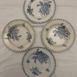 4 assiettes creuses en terre de fer Sarreguemines modèle Flore.