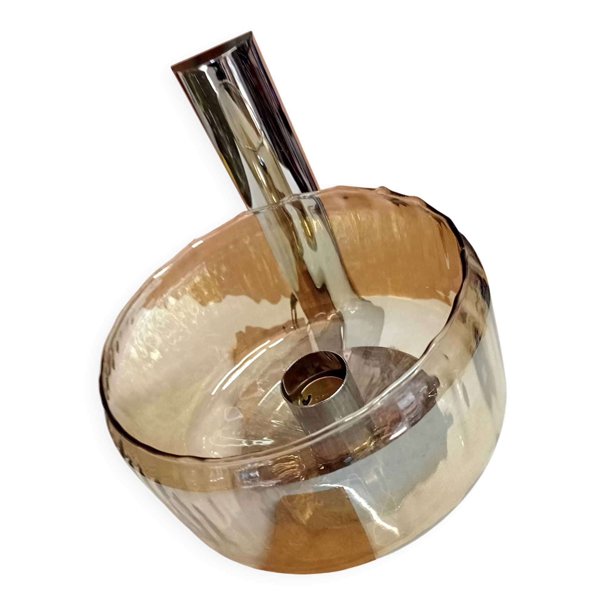 Applique année 70 verre fumé et chromé