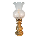 Pegasam SL Spain lamp – alabaster base and vintage engraved glass