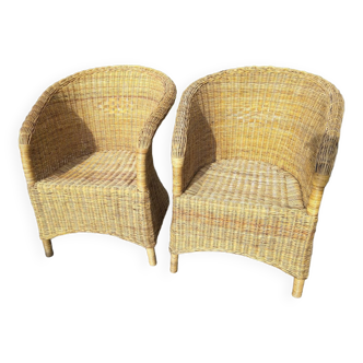 Pair of rattan armchairs