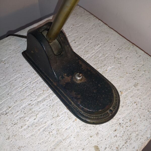 Lampe de banquier ancienne fonte email
