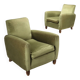 Pair of vintage velvet and wood armchairs, design, Italy, 1940s-1950s