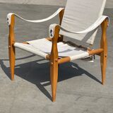 Vintage safari chair 1960s Denmark with canvas minimalist design