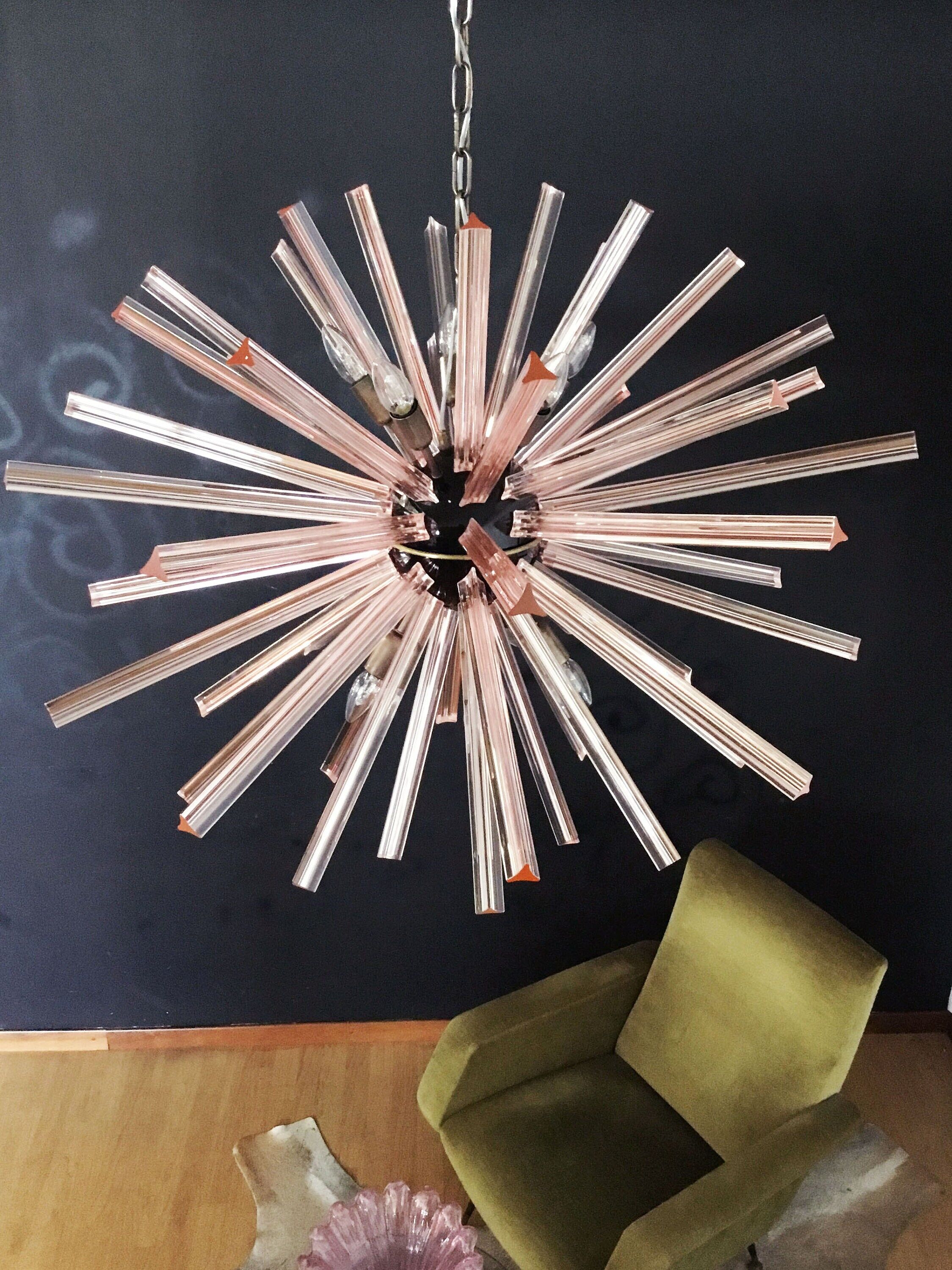 large vintage chandelier "Sputnik" - 50 ROSES prisms