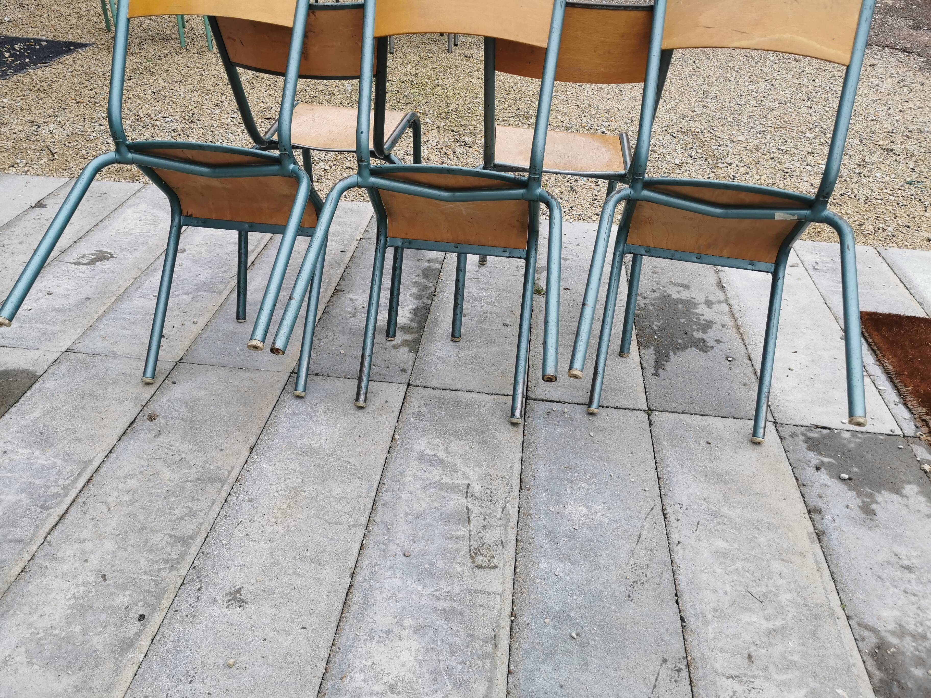 Lot five vintage school chairs