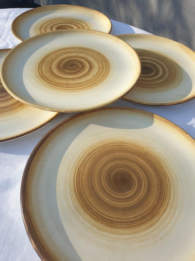 Set 5 plates longchamp 1970 spiral pattern diam24