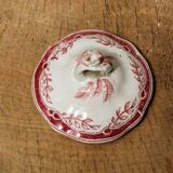 Sarreguemines earthenware mustard pot, Watteau model