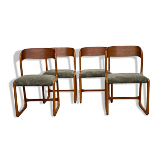 4 chaises Baumann traîneau bémol restaurées