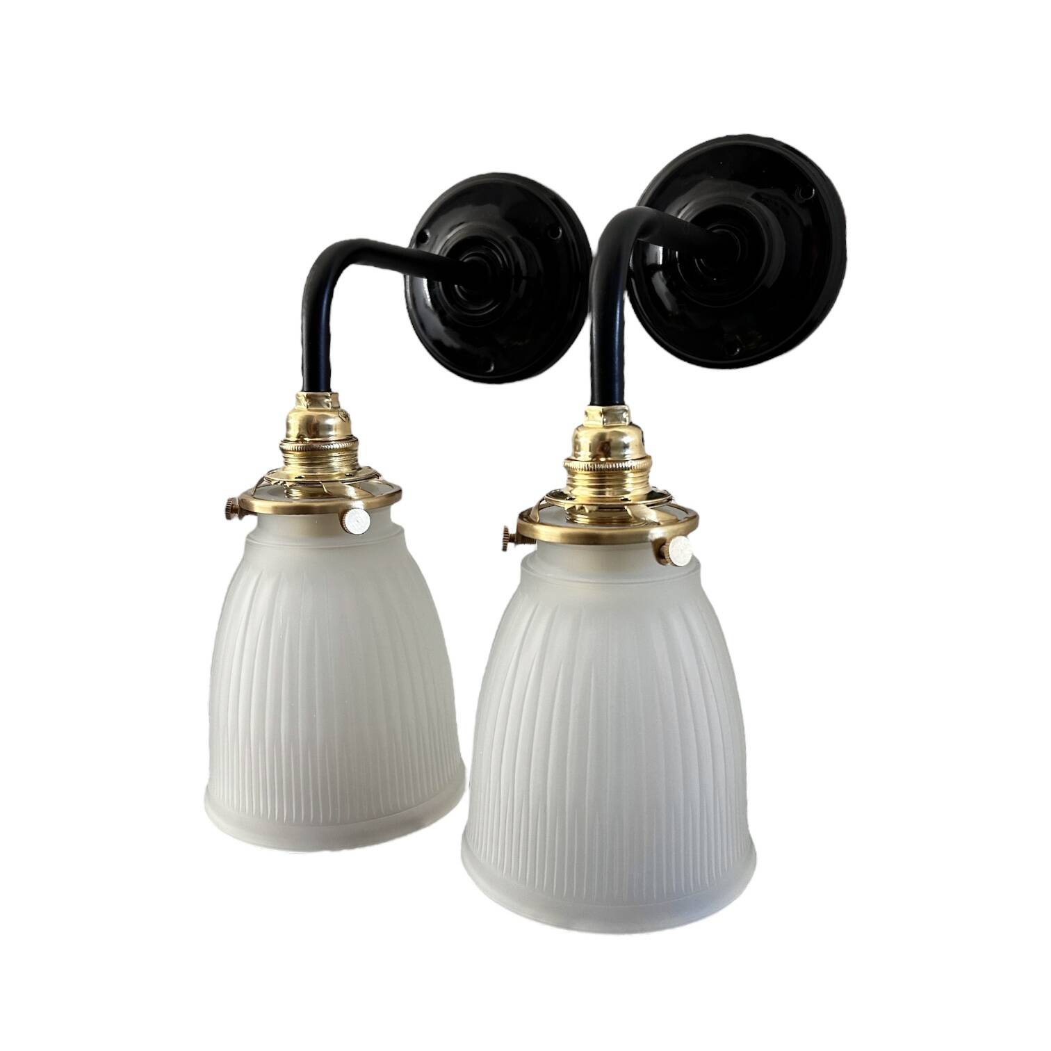 Pair of glass and ceramic wall lights