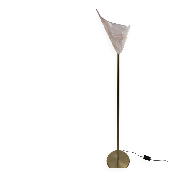 Lampadaire en laiton et verre de Murano rose par La Murrina — Beyit