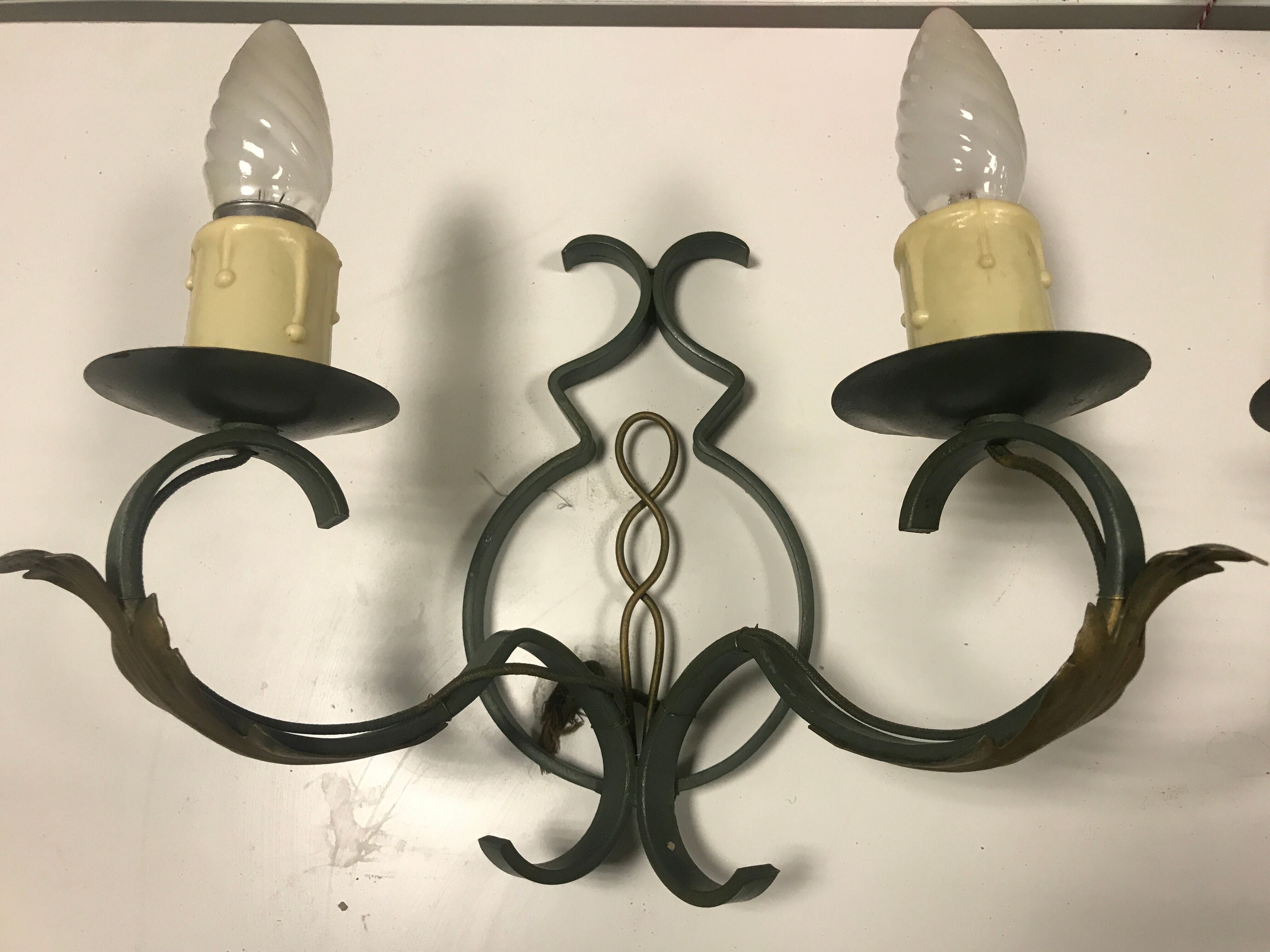 Pair of gilded metal wall sconces