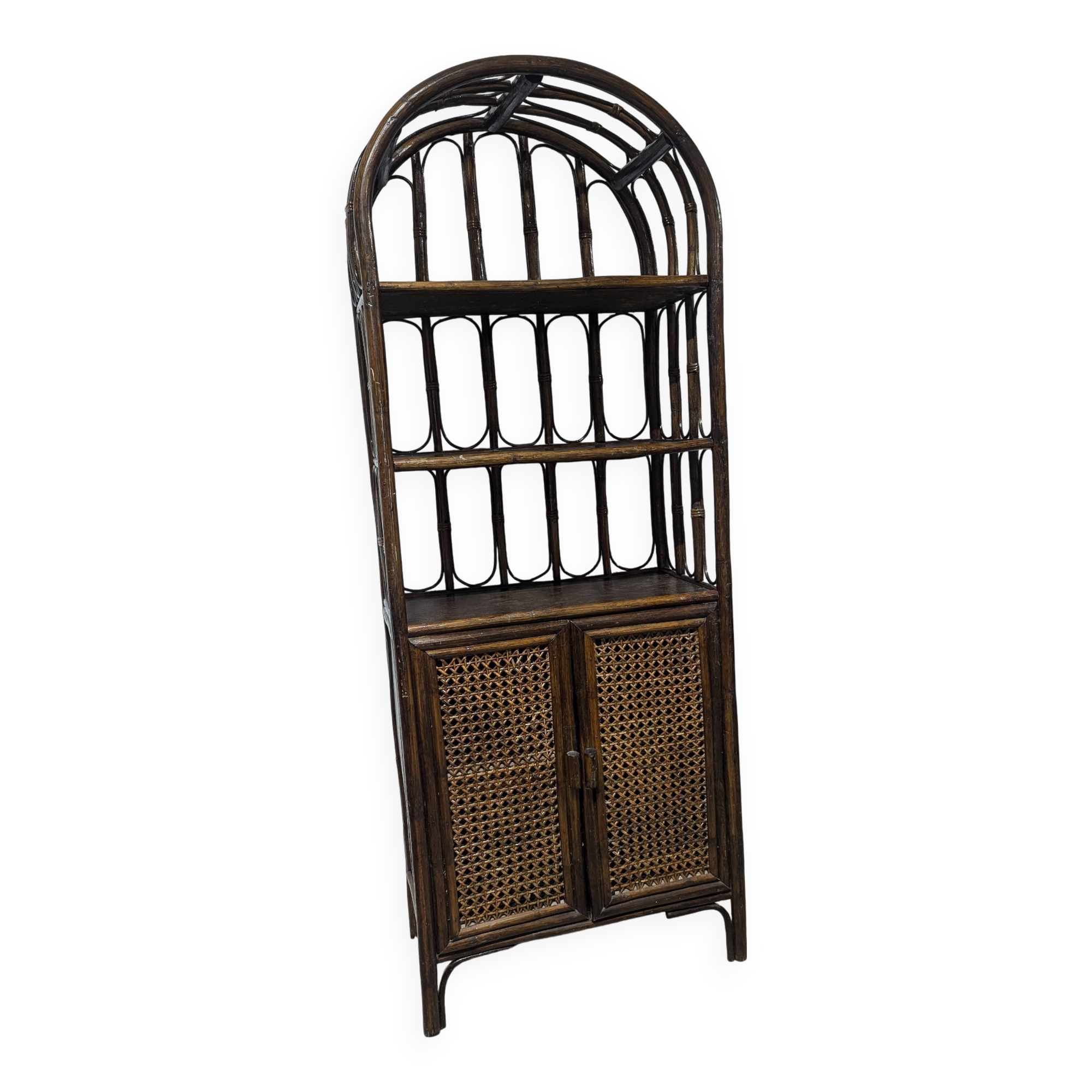 Rattan and cane shelf