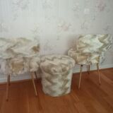 2 chairs and a pelfran moumoute pouf